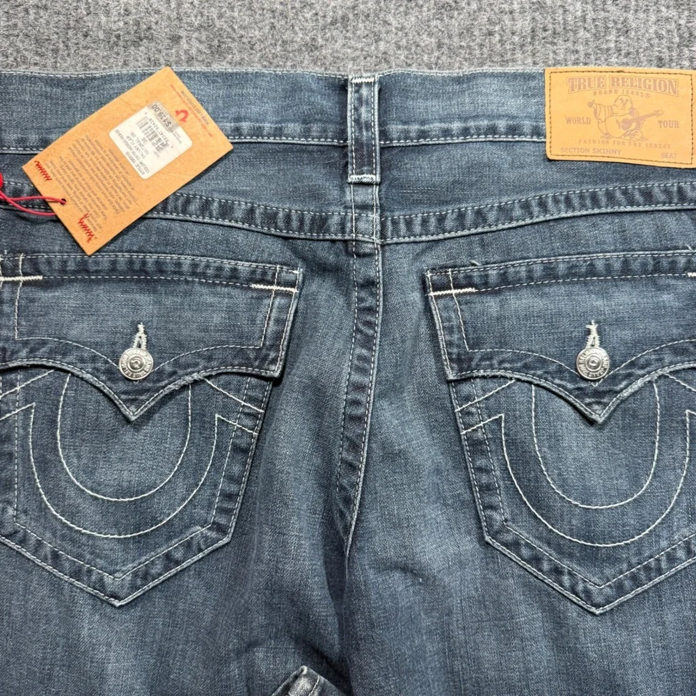 True Religion Skinny Flap Jeans Mens 36 Indigo Heave Blue Denim Designer NWT